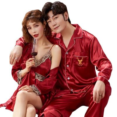 China New design QUICK DRY long sleeve robe and robe pajamas and slip men's sleepwear women's pajamas couple's pajamas for sale