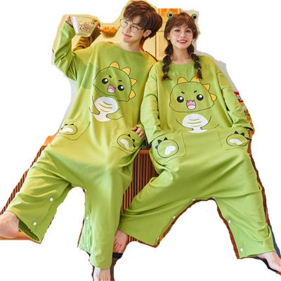 China 2021 new design QUICK DRY cotton long sleeve men's and women's pajamas overalls couple sleepwear for sale