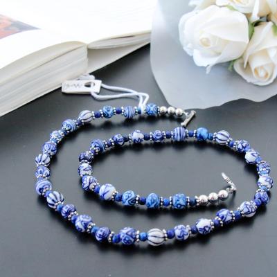 China CLASSIC Women's Custom Hand Painted Necklace Ceramic Beads Necklaces Clavicle Chain Gifts Necklace Jewelry for sale