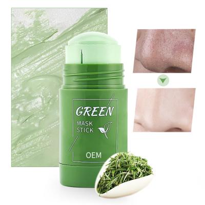 China Private Label Facial Massage Moisturizer Cleansing Mask Stick Face Green Skin Care Purifying Clay Mud Solid Stick Green Tea Mask for sale