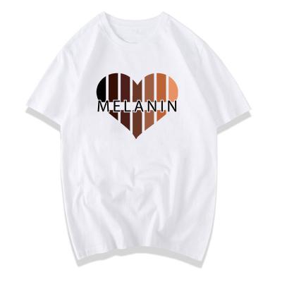 China 2020 Women's T-shirt Black People Melanin T-shirt Melanin Heart Print Graphic Tees QUICK DRY for sale