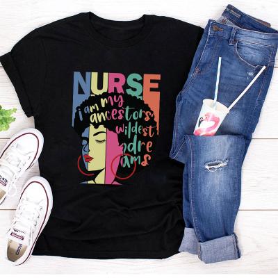 China Wholesale QUICK DRY White T-shirts Women Summer Customized Print T-shirts Nurse Fashion Plus Size Black T-shirts for sale