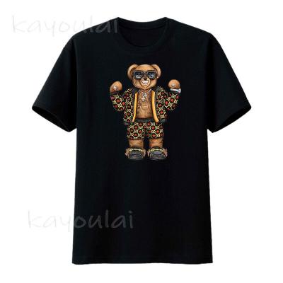 China Newest Best Price Brand Logo Printing G Cotton Men's T-shirts Anti-pilling Black 100% T-shirts Cheap Custom Bear Tee For Men for sale