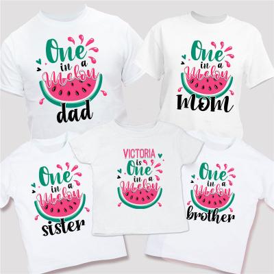 China QUICK DRY Melon Family Shirts Summer Matching Clothes Custom Made Matching Father Mother Sister Brother Clothes Cute Watermelon T-shirt for sale