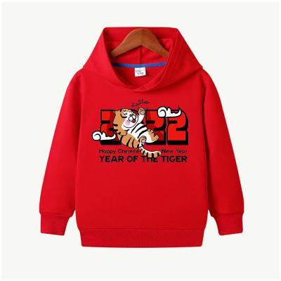 China 2022 Anti-Wrinkle Graphic 100% Cotton Hoodies And Child Cute Shirt Tiger Face New Year High Quality Personalized Hoodies for sale