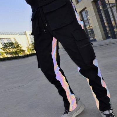 China Breathable Mens Cotton Breathable Casual Clothing Reflective Sports Pants Striped for sale