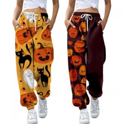 China 666859 Breathable Halloween Pants Women Plus Size Printed Harem Pants for sale