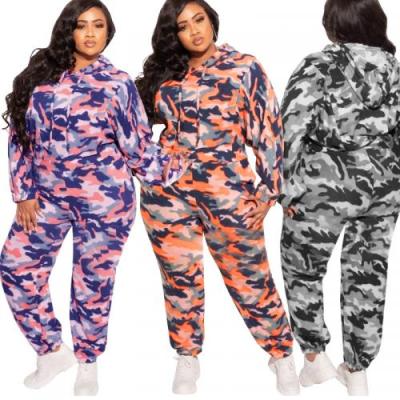 China 685225 Breathable Wholesale Autumn Printed Camouflage Plus Size Women Casual 2 Piece Set for sale