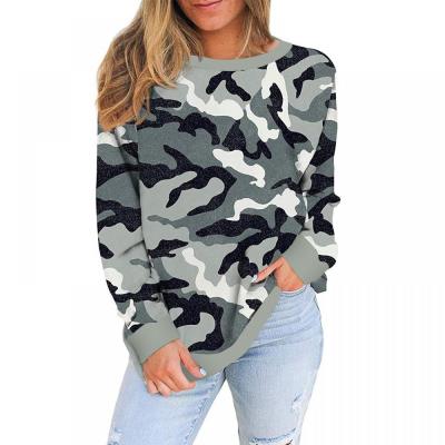 China Breathable Plus Size Women Long Sleeve T Shirt Printed Camouflage Autumn Top for sale