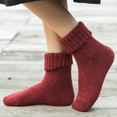 China Winter Woolen Women's Winter Woolen Socks Knitted Plain Color Cool Funny Thermal Warm Socks Custom Made Crew Sports for sale