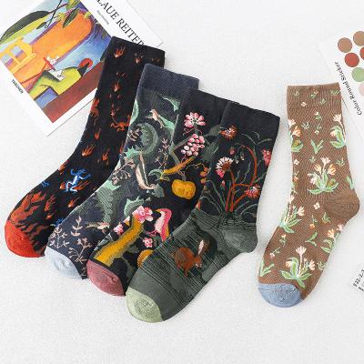 China Wholesale Breathable Floral Colorful Cute Cartoon Flower Pattern Custom Fashion Crew Socks for sale