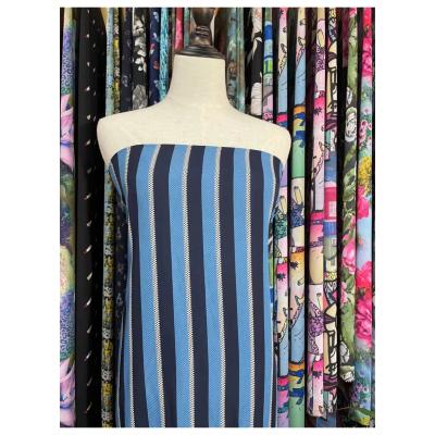 China Breathable 120GSM DIGITAL PRINTED 100% WOVEN POLYESTER CHIFFON GGT DOBBY FABRIC IN MULTI COLOR STRIPE for sale