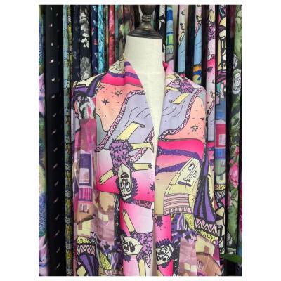 China Other Size Quality 100GSM Polyester100% Chiffon Dobby GGT Printed Fabric In Robot Pattern For Kids Top for sale