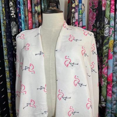 China Other Digital Printed Fabric 3024 Soft Comfortable 100% Rayon Flamingo Reactive Pattern For PAJAMA for sale