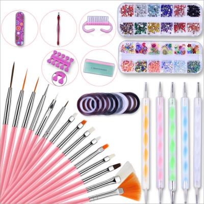 China Easy Apply Nail Art Kit, 3D Professional Nail Art Tools with Glitter Rhinestones, Brushes, Dotting Pen, DIY Tool Kit for Manicure for sale