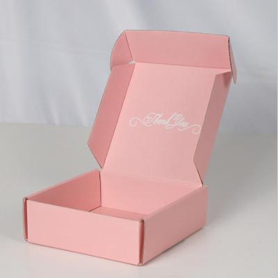 China Recyclable Recyclable Shipping Box Custom Recycled Logo Printed Pink Luxury Corrugated Folding Kraft Paper Clothing Packaging Storage Box for sale