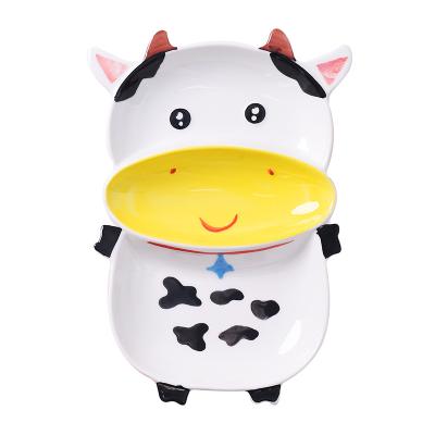 China New Creative Home Cute Children's Cow Wholesale Japanese Dishes Cartoon Bowl Rice Bowl Set Dinnerware Classic/Postmodern Dish Tableware for sale