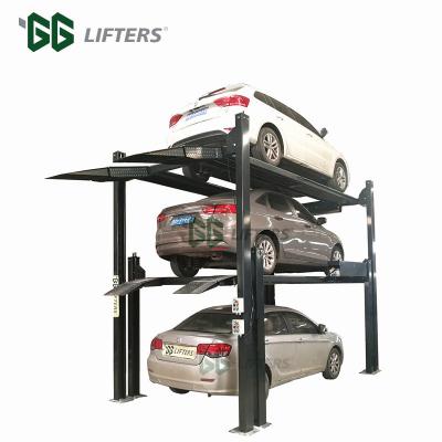 China Double Car Parking Lift Four Post Double Car Parking Lift For Stacker 4 Triple Post Parking Lift for sale