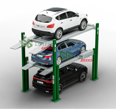 China Hydraulic Double Four Post Lift Double Four Post Car Parking Lift Triple Stacker Parking Lift 4 3 Post Lift for sale