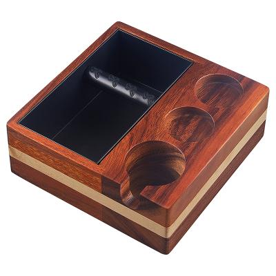 China Viable Custom Multifunction Standing Espresso Rectangular Wooden Coffee Grounds Knock Box For Home for sale