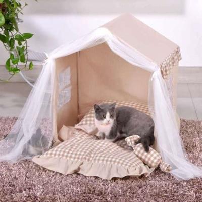 China Travel Drop Shipping Pet Teepee Dog and Bed with Cushion Luxury Dog Tents and Pet Rooms with Cushion and Blackboard for sale