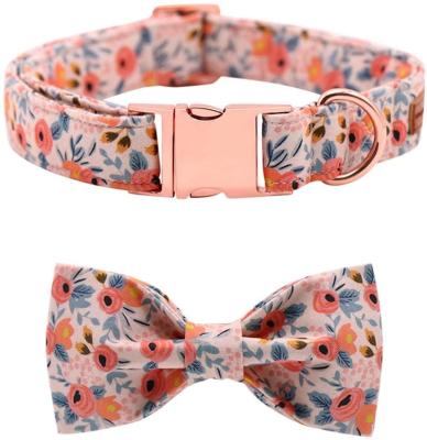 China Custom Adjustable Dog Collar Bow Tie Collars for Small Medium Large Dogs and Cats Cotton and Strap, Pet Bowtie Leash Set for sale