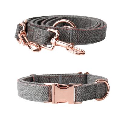 China Custom Tweed Wool Heavy Duty Fabric Free Sample Bestselling For Dog Collar And Leash Set With Rose Gold In All Season for sale