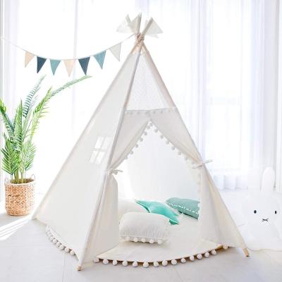 China Soft Toy Kids Teepee Tent - Indian Wedding Toy Tent Pompom Lace Home Theater Four Poles Play Tents Toddlers Girls Boys for sale