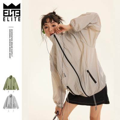 China QUICK DRY ELITE American Sports Retro Zip Up Jacket Comic Anorak Sun Protection Women Slim Collar Jacket for sale