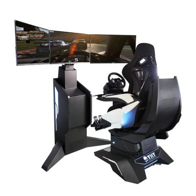 China Virtual Reality Race Car Simulator Black 9D VR Three Screen Three Dof Race Driving 1100W for sale