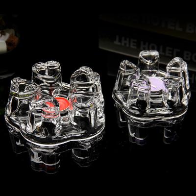 China European crystal flower candle holder lotus style candle jar with lotus bottom tall tealight glass candle holder for sale