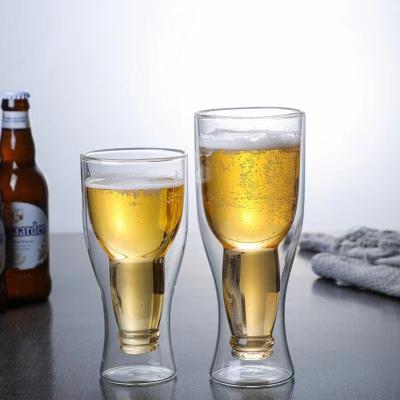 China 2022 Viable Best Seller Customized Wholesale High Borosilicate Double Wall Beer Can Glass Beer Mug for sale