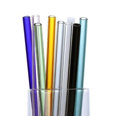 China Viable High Quality Commercial Clear Glass Straws Transparent Bent Glass Straws Set On Sale for sale