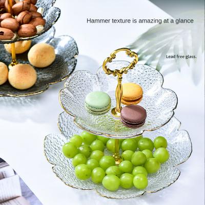 China Table Decoration Fruit Glass Plates Dessert Dish Glass Stocked Tiered Dinner Dishes for sale