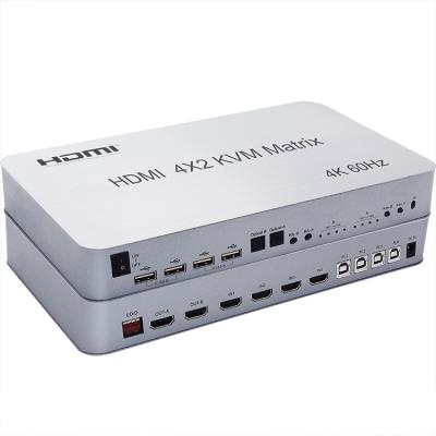 China Aluminum Alloy HDMI KVM Switching Splitter 4 Into Dual Independent Audio Notebook Four In And Two Server Computer 2 for sale