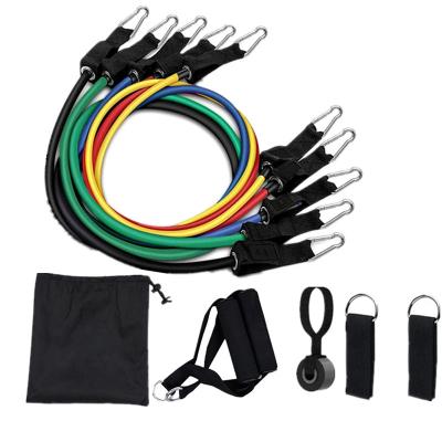 China Indoor Latex Gym Set Band Latex 150 Pound Resistance Band Elastic Rope Pull Rope 11 Piece Set for sale