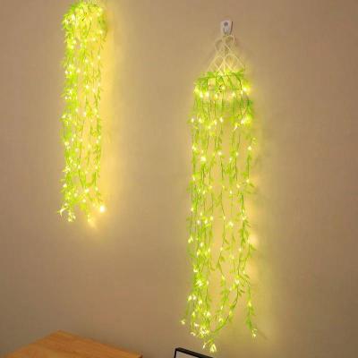 China PVC+Copper Ivy Garland Artificial String Lights Vine Fake Plants Outdoor Fairy Hanging Party Garden Decoration Light Lamp for sale