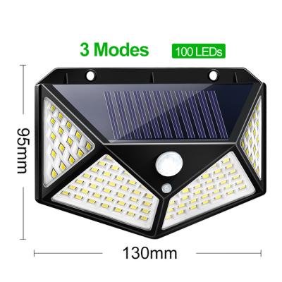 China 100 LED Garden Patio Street Lantern 3 Modes Wall Lamp Waterproof PIR Sun Lampada LED Solar Powered Wall Lamp Outdoor Solar Light Garden for sale