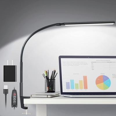 China Modern Long Arm LED Desk Lamp Eye-Protected USB Table Lamp Clip On Light With Switch 3-Levels Brightness Colors For Working Indicating for sale