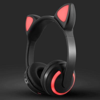 China OEM factory Wireless LED lights cat ear headphones special gift computer headset over ear headphone for sale