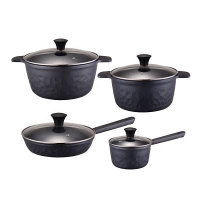 China ASD Sustainable Wholesale Kitchen Die Cast Aluminum Cookware Set Non Stick Cookware Sets With Glass Lid for sale