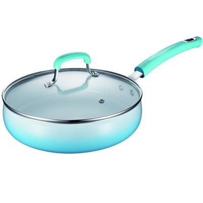 China ASD Kitchen Cookware 26cm Modern Enamel Stick Non Cooking Glass Fryer Pan Non Stick Pan With Lid for sale