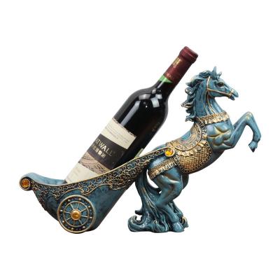 China Hot Selling Decorative Europe Resin Horse Wine Bottle Holder Decorative For Red Wine Rack for sale