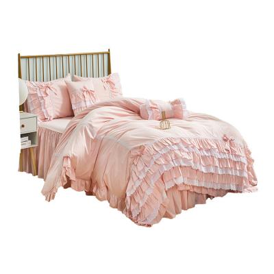 China Nondisposable Wholesale High Quality Bed Skirt Set Bed Sheets Luxury Home Bedding Set for sale