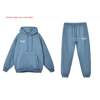 China Anti-wrinkle High Quality Cotton 100% fleece Gym Fitness Sets Lined Unisex Hoodie Jogger Unisex Sweatshirt Sweatpants and Hoodie Set for sale