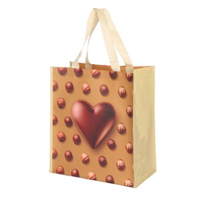 China China Eco-friendly PP Woven Eco Bags Manufacturer For Supermarket Customer ,Customized Cafe Heart Printed Reusable Shopping PP Woven Bag for sale