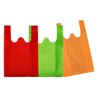 China Eco-Friendly Wholesale Reusable Recyclable Factory Logo Biodegradable Custom T-shirt Bag W Cut Heat Seal Supermarket Shopping Bags for sale