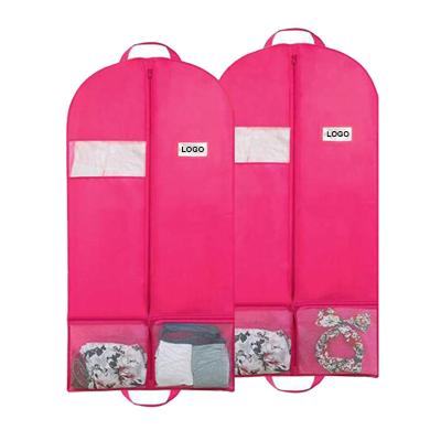 China Small MOQ Women Garment Storage Suit Bag Eco-friendly Fabric Dustproof, Multi Pockets Shape Durable Nonwoven Garment Bag Hanging With Logo for sale