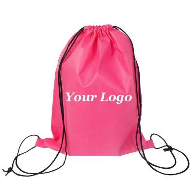 China Promotional Logo Teens Sport Durable OEM Prices Reusable Non Woven OEM Customized Drawstring Bags For Sale for sale