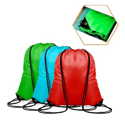 China Eco-Friendly Multicolor Options Foldable Bright Drawstring Backpack Easy To Carry Ecological Non Woven Folding Drawstring Bag Custom Logo for sale